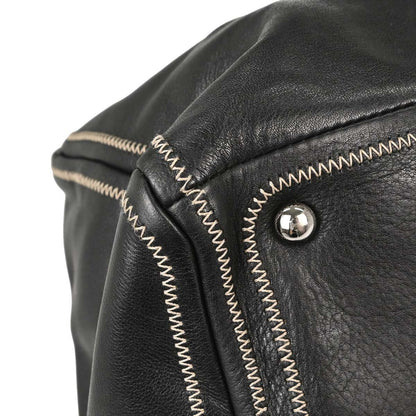 Chanel Vintage Bowler Lambskin, Black, Leather, Handbag
