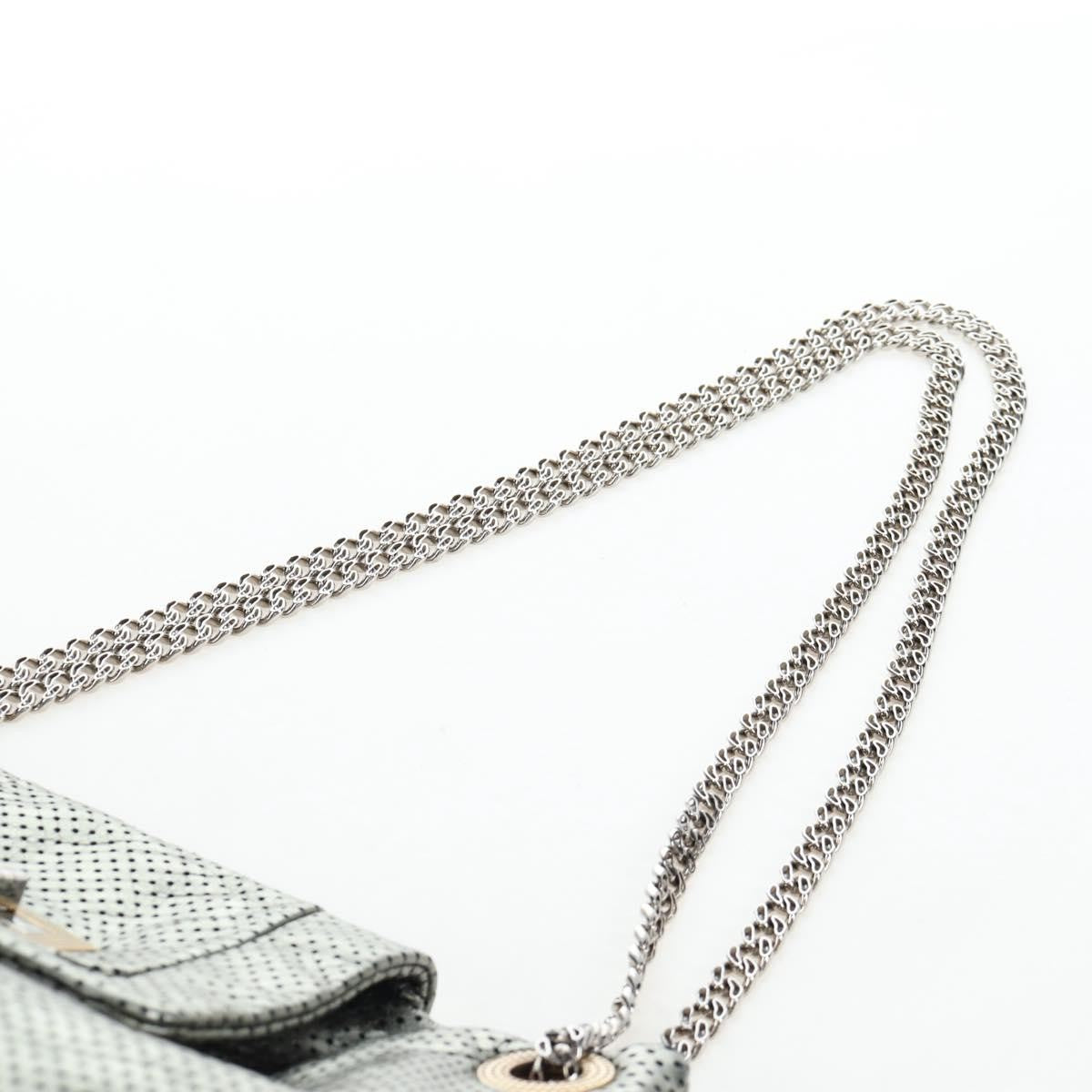 Chanel Drill Perforated Leather, Silver, Leather, Tote Bag