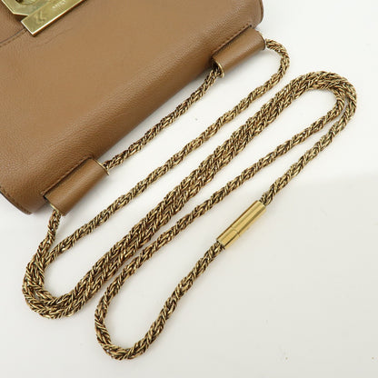 Chloe Elsie Chain Leather, Brown, Leather, Shoulder Bag