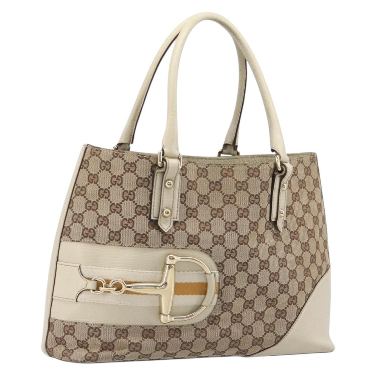 Gucci Horsebit Handle GG Canvas, Beige, Canvas, Tote Bag