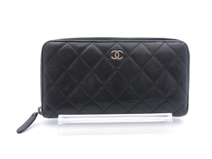Chanel Matelasse Wallet Zippy CC, Black, Calfskin, Wallet