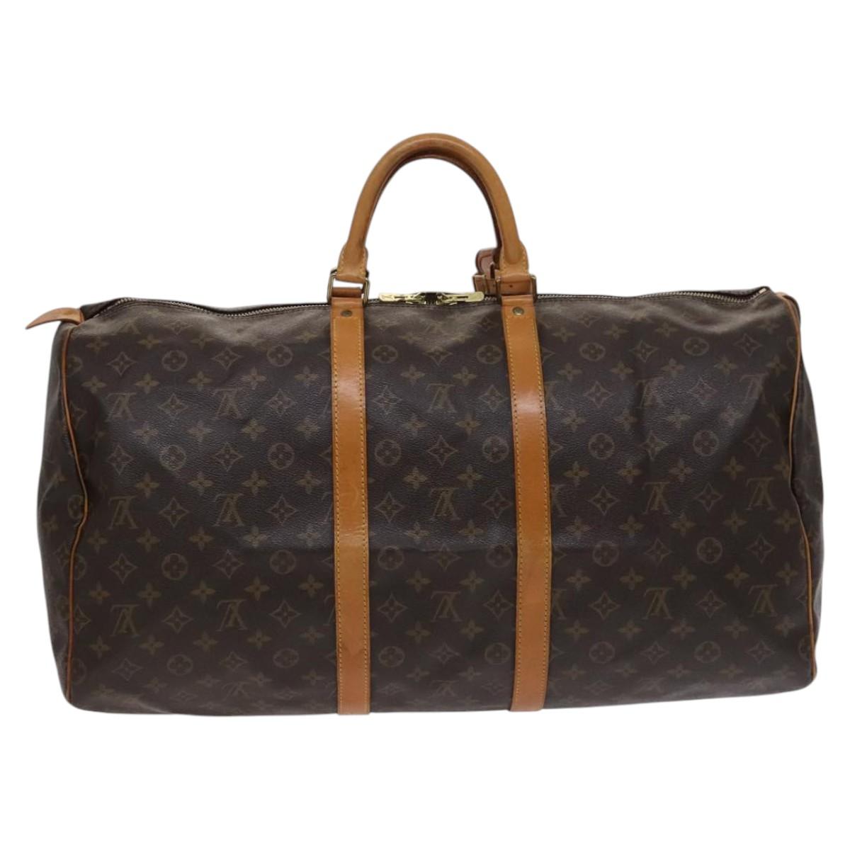 Louis Vuitton Keepall Bag Monogram Canvas, BROWN, CANVAS, Travel bag