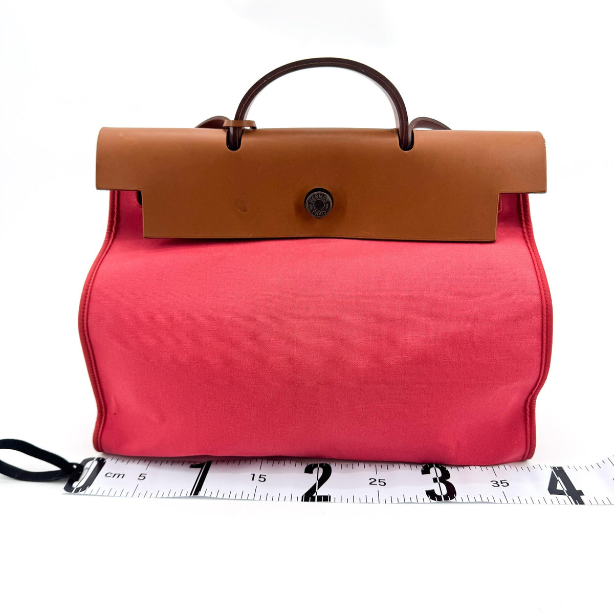 Hermes Herbag Toile and Leather, Pink, Canvas, Handbag