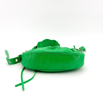 Balenciaga Le Cagole Giant Studs Leather, Green, Leather, Shoulder Bag