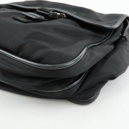Prada Buckle Messenger Tessuto, Black, Nylon, Handbag