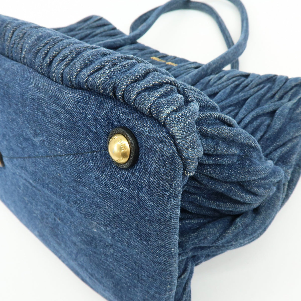 Miu Miu Convertible Matelasse Denim, Blue, Denim, Tote Bag
