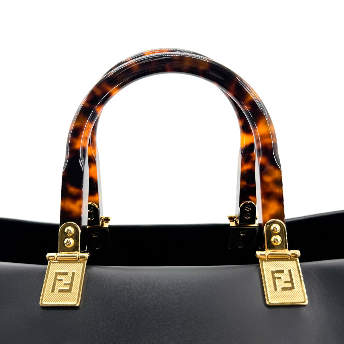 Fendi Sunshine Shopper Leather, Black, Leather, Tote Bag