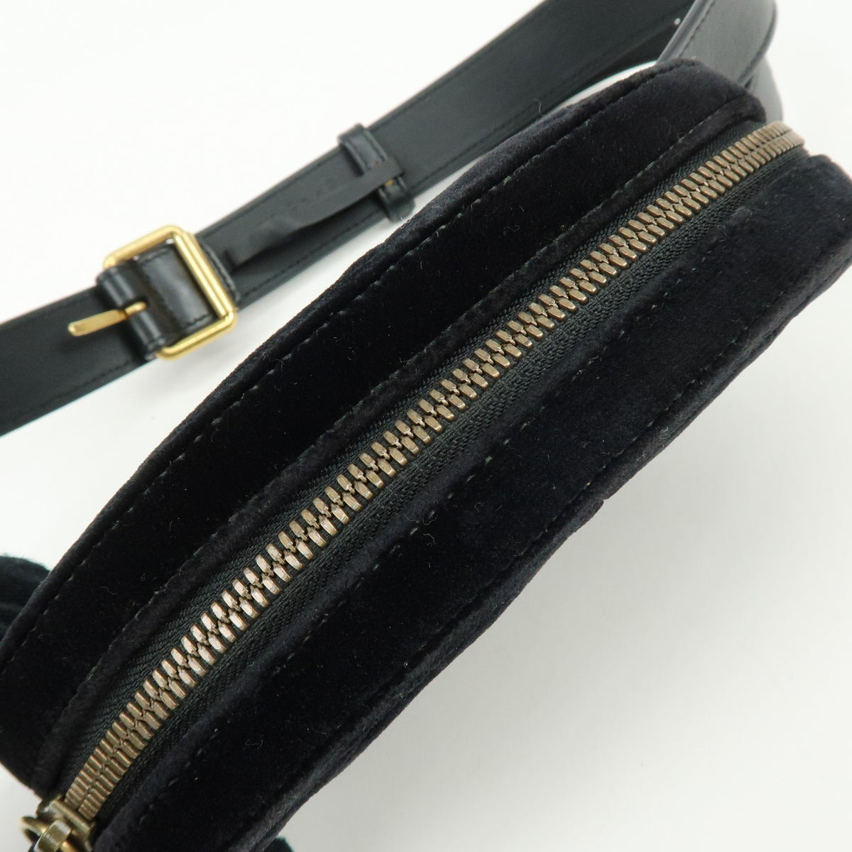 Gucci GG Marmont Belt Embellished Matelasse Velvet, Black, Velvet, Handbag