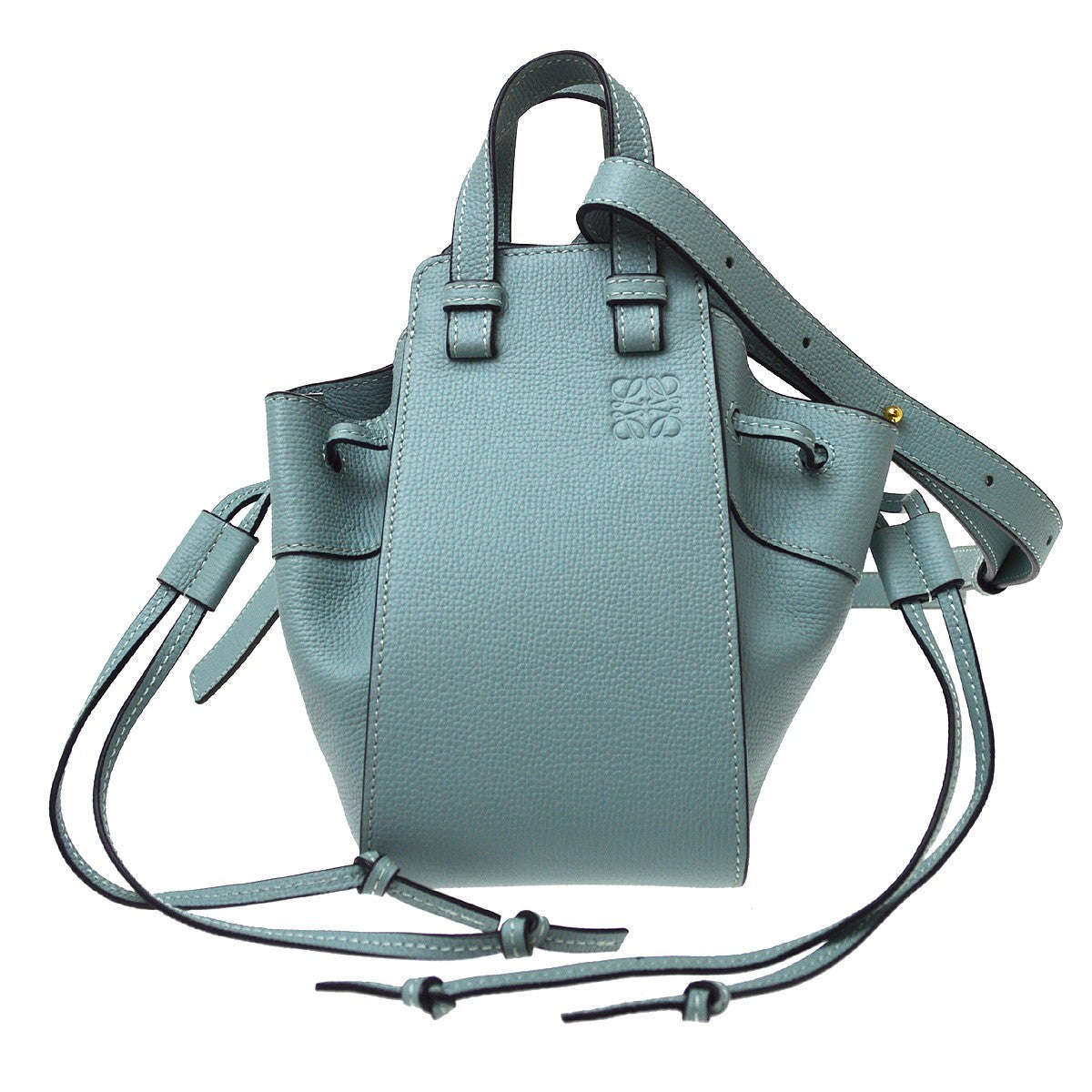 Loewe Hammock Leather, Blue, Leather, Handbag