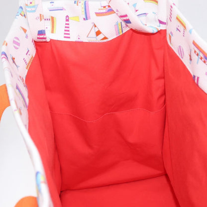 Hermes Beach Printed Toile, White, Canvas, Tote Bag