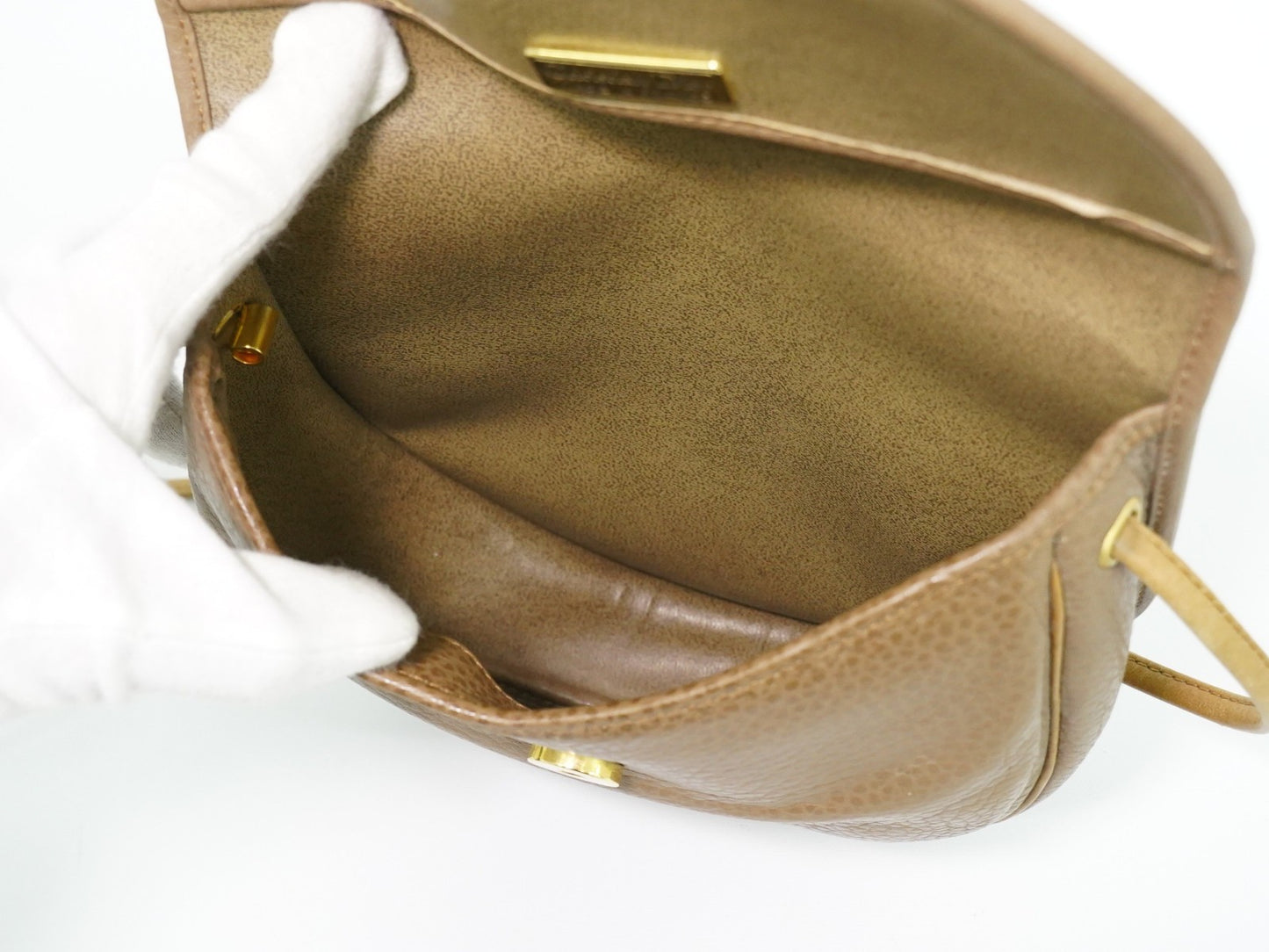 Christian Dior Vintage CD Flap Leather, Beige, Leather, Shoulder Bag