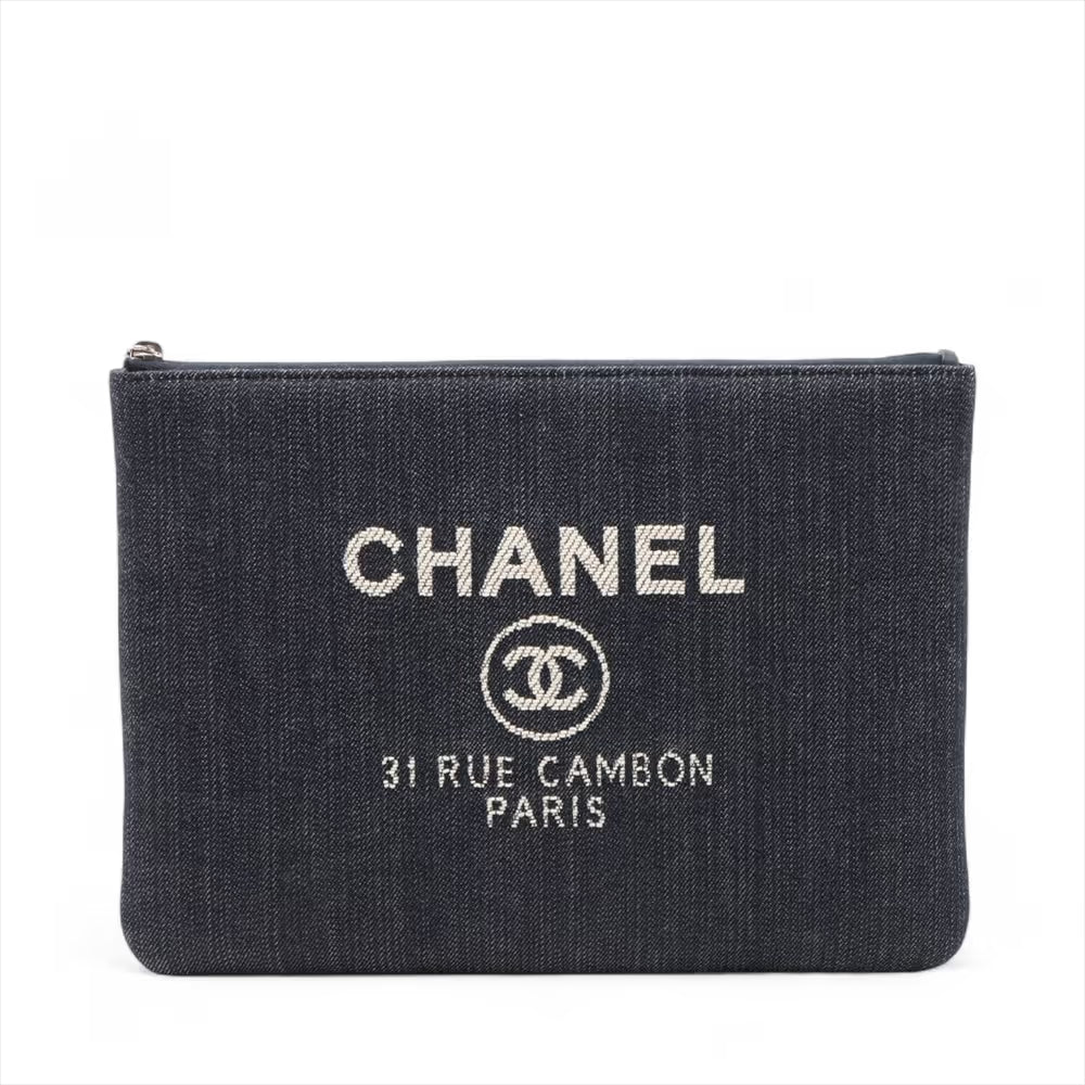Chanel Deauville Pouch Denim, NAVY, DENIM_JEANS, Clutche & pouche