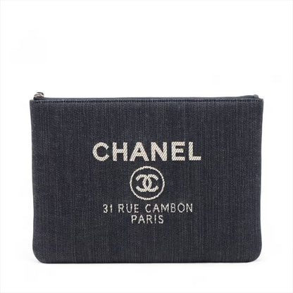 Chanel Deauville Pouch Denim, NAVY, DENIM_JEANS, Clutche & pouche