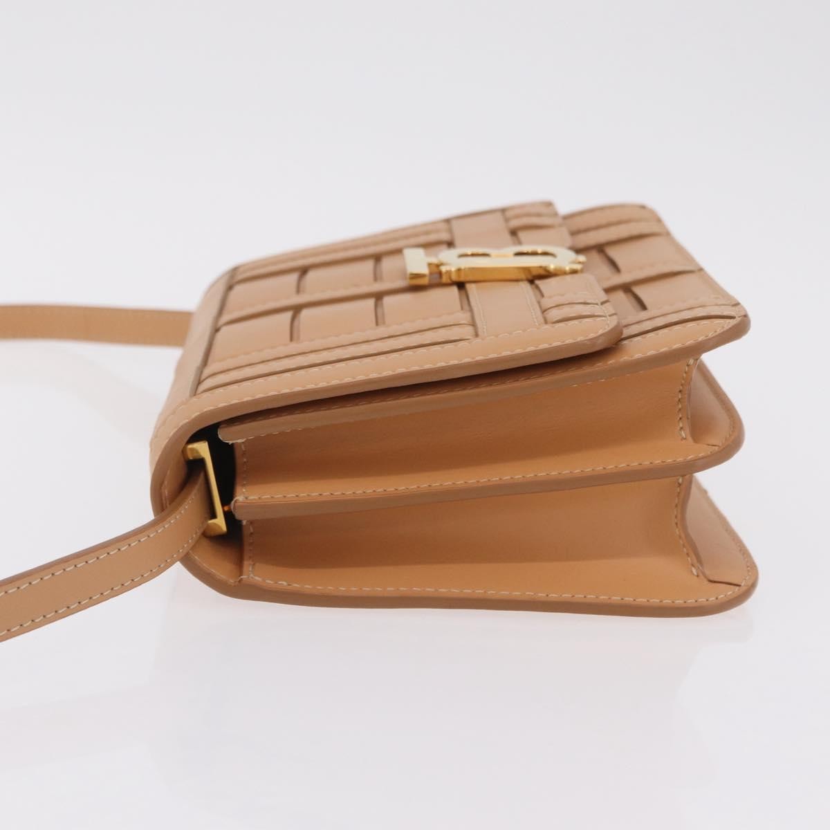Burberry TB Flap Woven Leather, Beige, Leather, Handbag