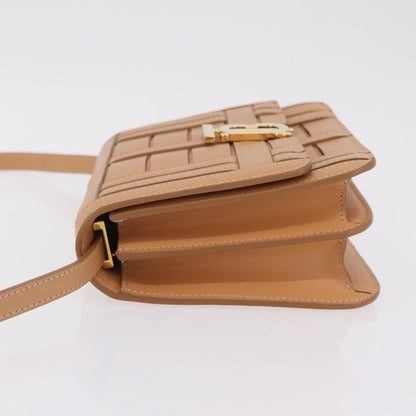 Burberry TB Flap Woven Leather, Beige, Leather, Handbag