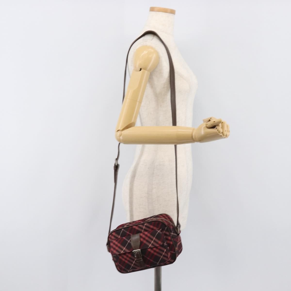 Burberry Nova Check Blue Label Nylon, Burgundy, Nylon, Shoulder Bag