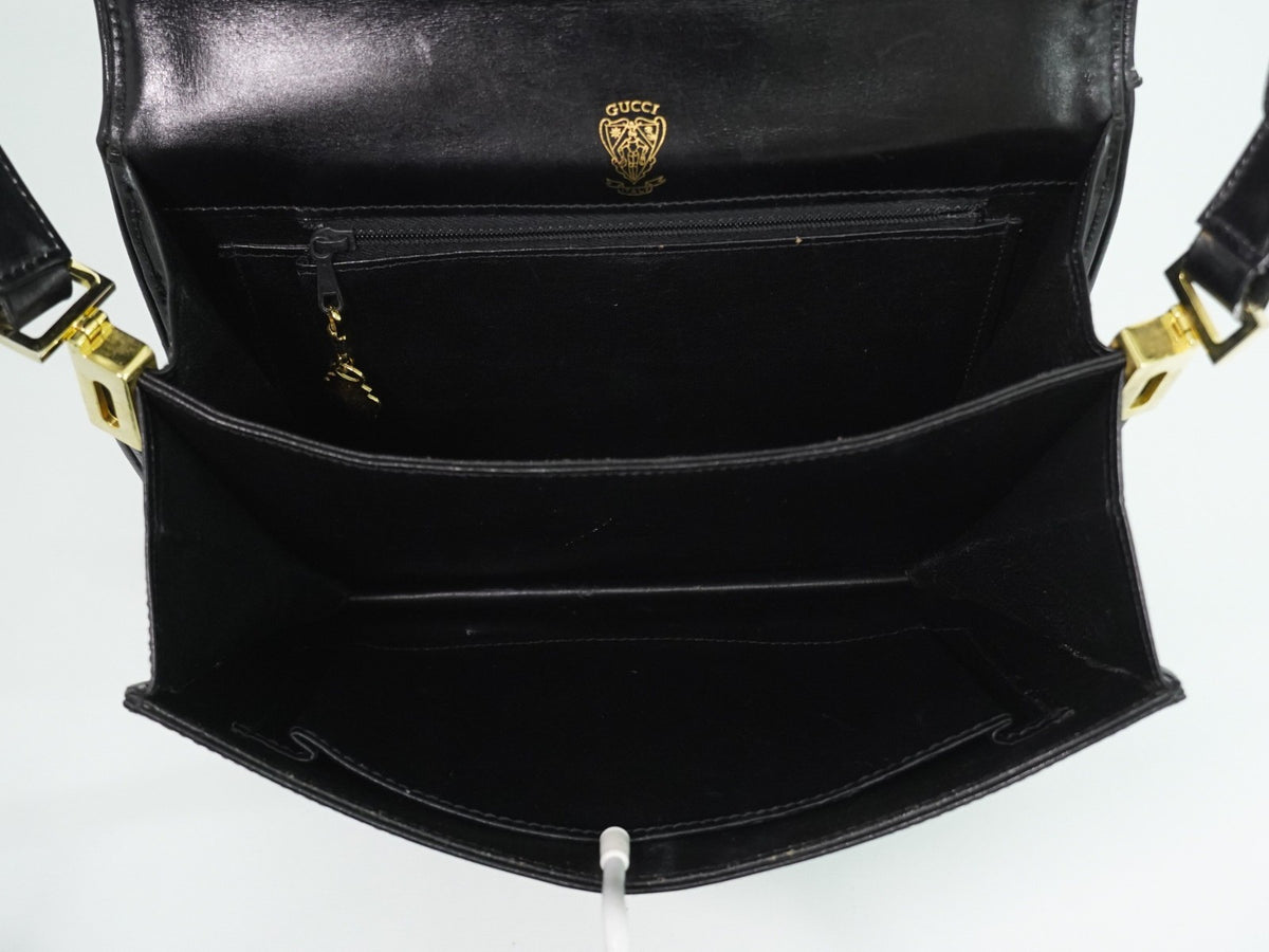 Gucci Shoulder Leather, Black, Leather, Shoulder Bag