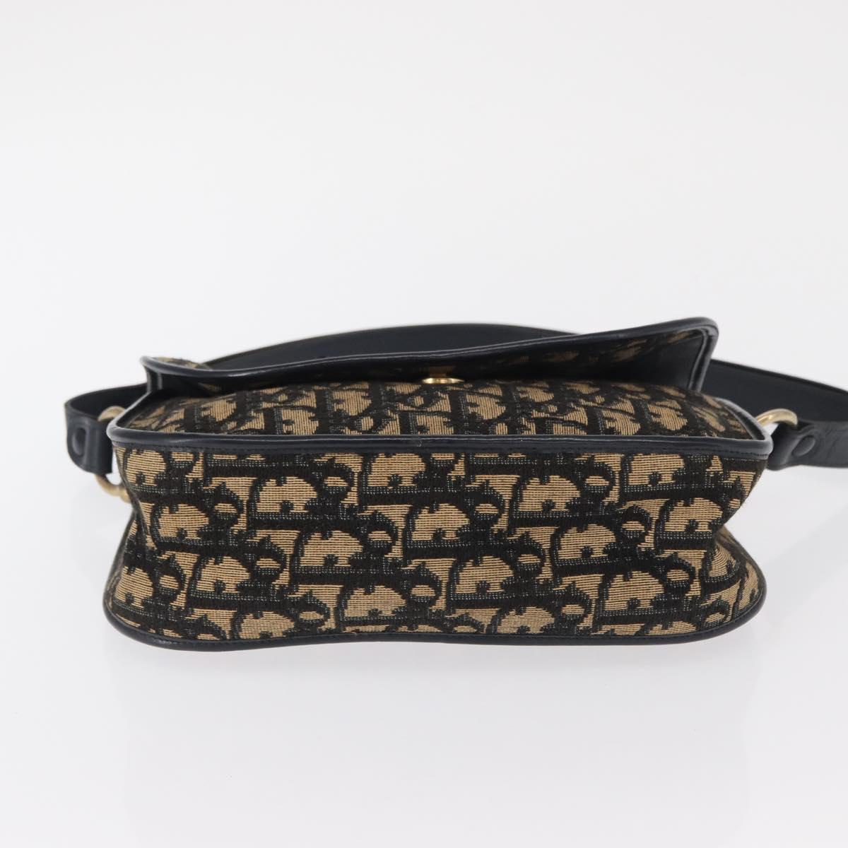 Christian Dior Vintage Trotter Shoulder Bag Canvas, NAVY, CANVAS, Shoulder bag