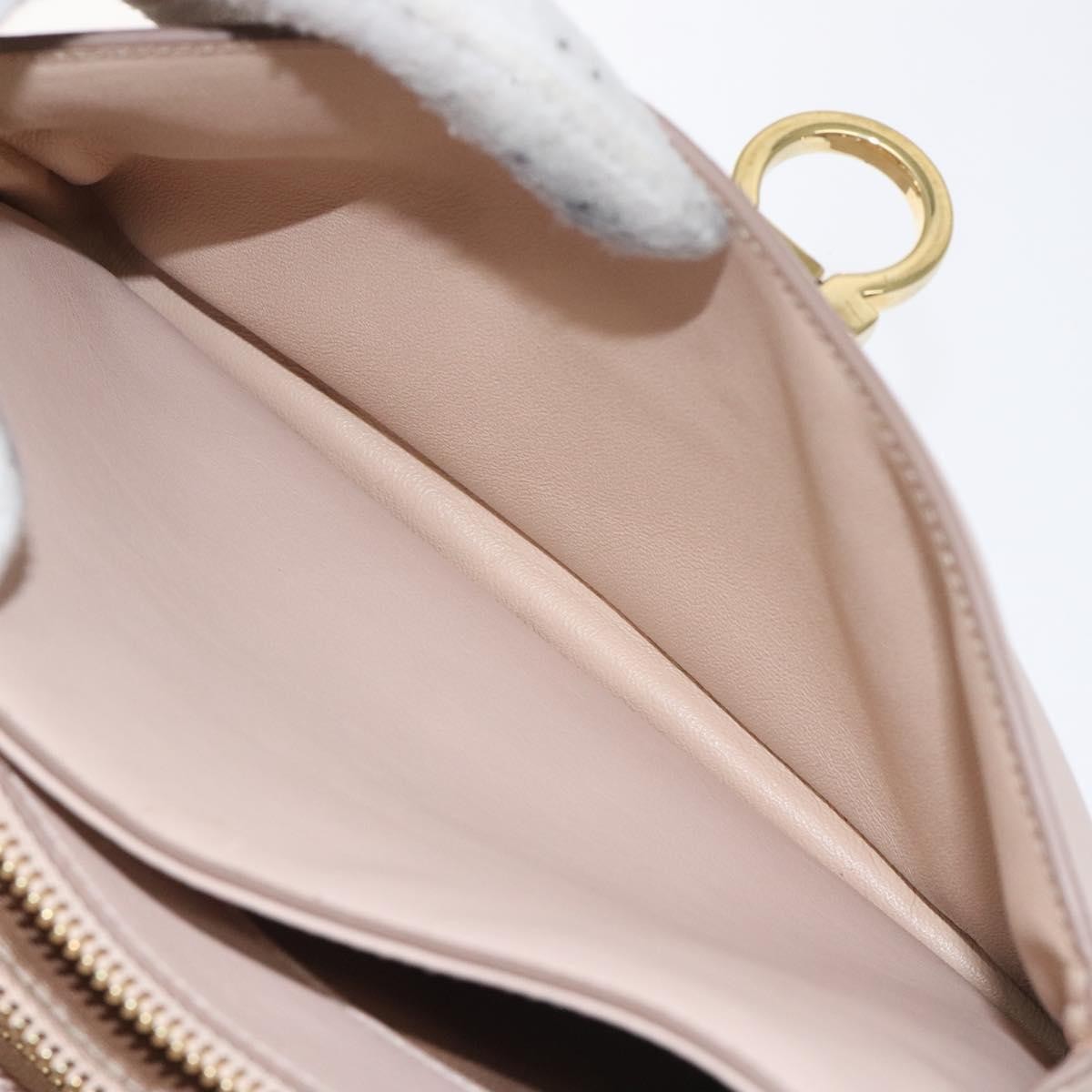 Salvatore Ferragamo Chain Gancini Jacquard with Studded Leather, Beige, Leather, Shoulder Bag