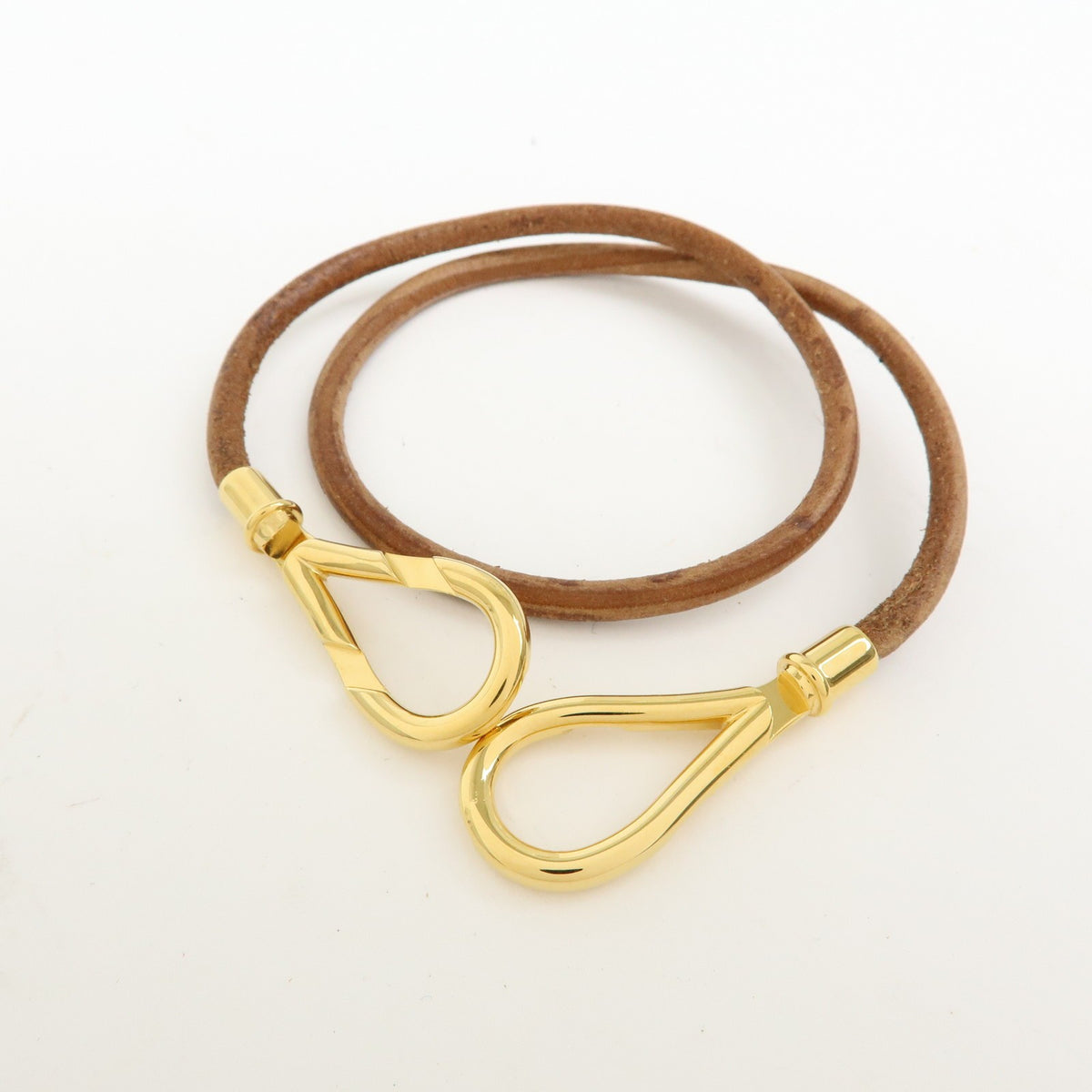 Hermes Jumbo Hook Choker Woven Leather and Metal, Brown, Leather, Necklace