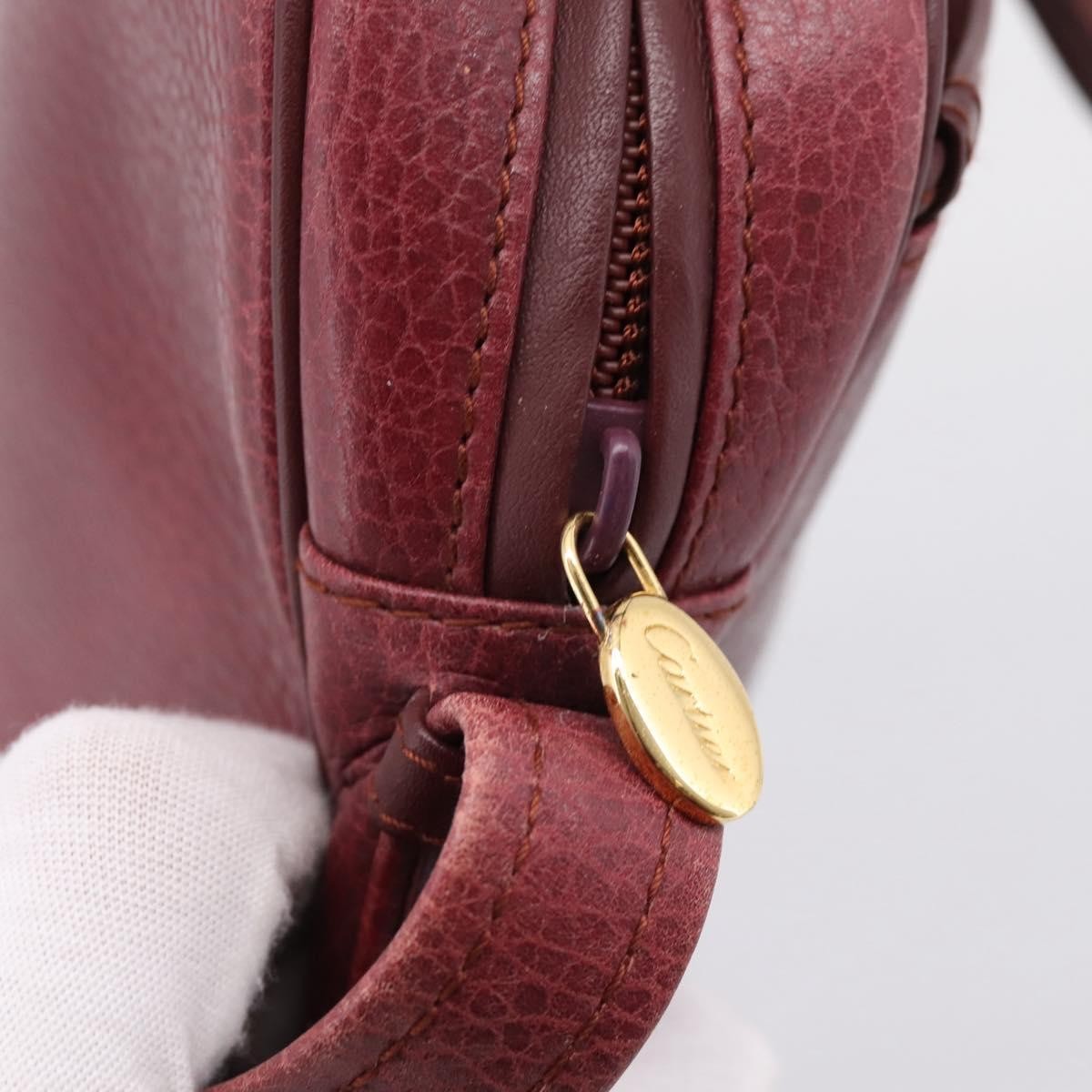 Cartier Tasseled Must de Cartier Leather, Burgundy, Leather, Shoulder Bag