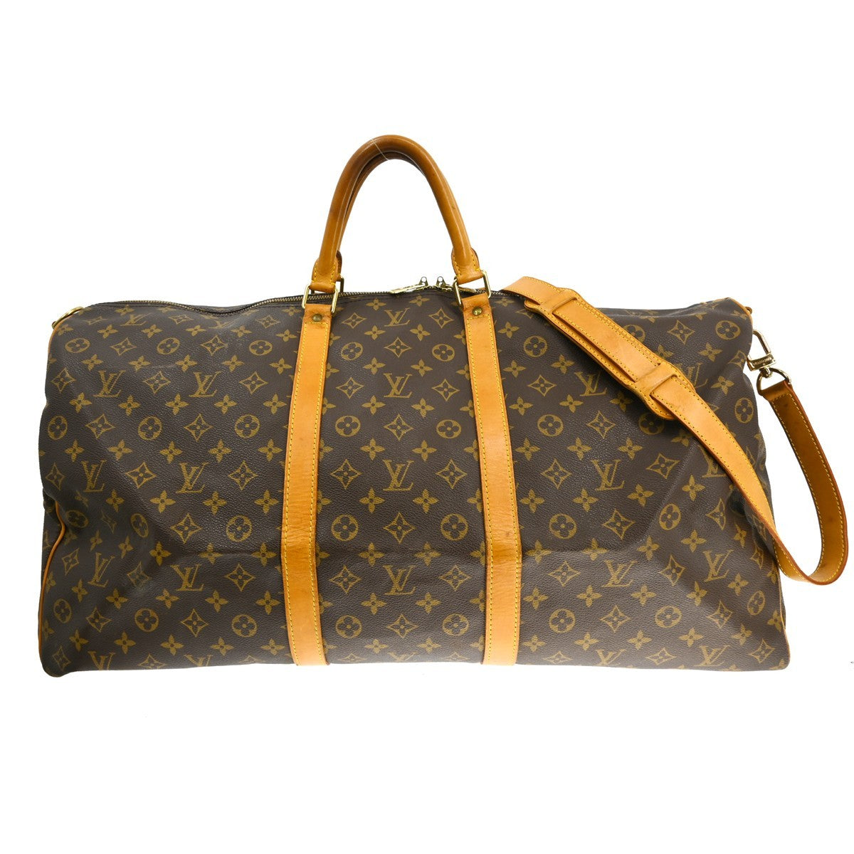 Louis Vuitton Keepall Bandoulière Monogram, Brown, Canvas, Travel Bag