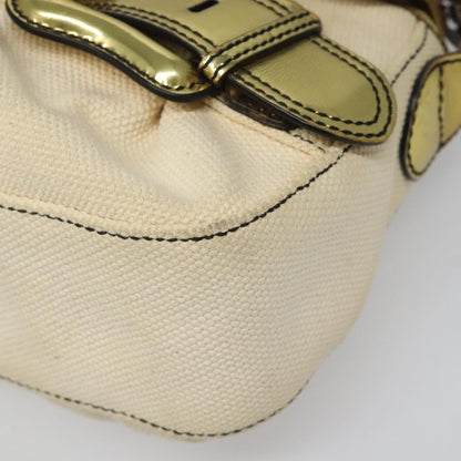 Fendi Chain Baguette Patent, Beige, Canvas, Shoulder Bag