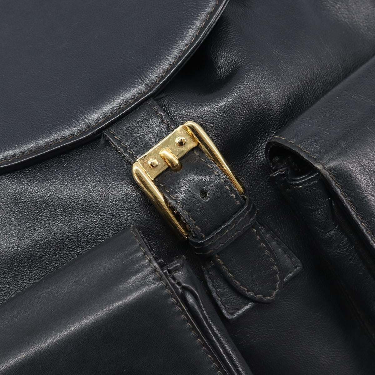Gucci Vintage Bamboo Leather, Black, Leather, Backpack