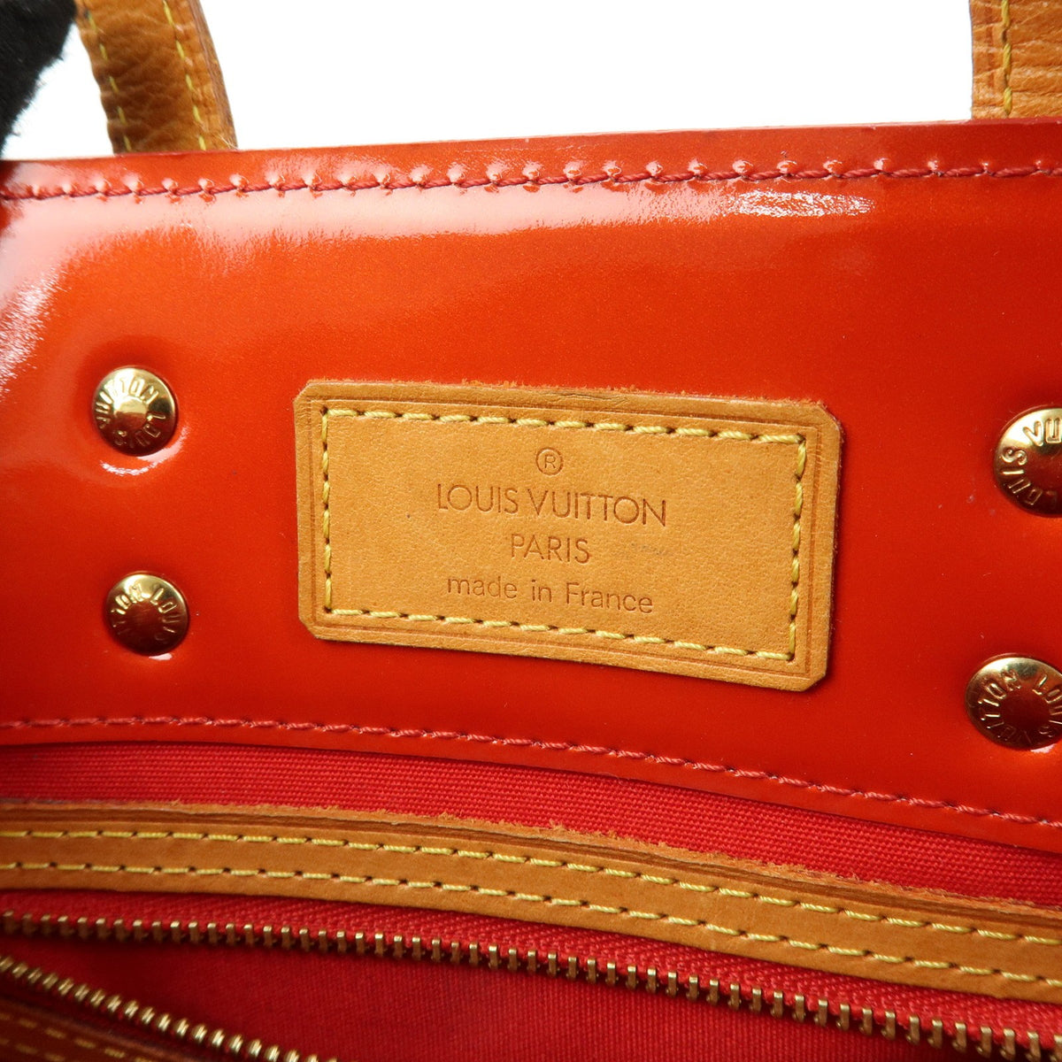 Louis Vuitton Reade Monogram Vernis, Red, Patent Leather, Handbag