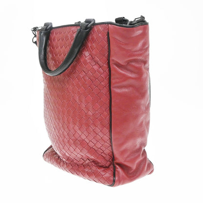 Bottega Veneta Convertible Open Tote Intrecciato Nappa, Red, Leather, Tote Bag