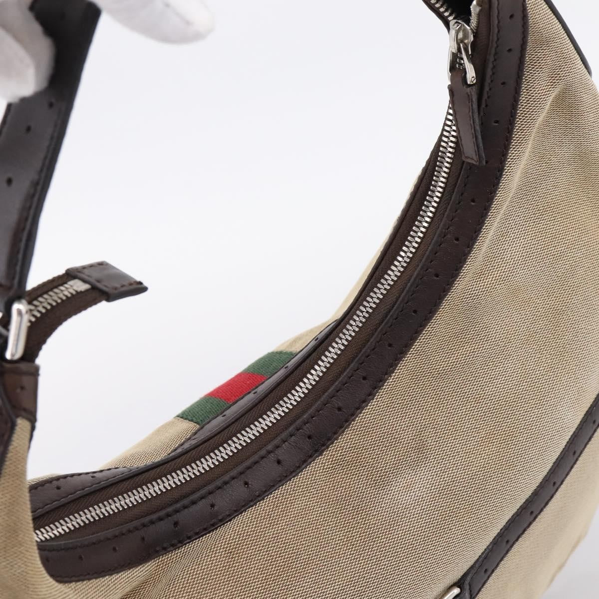 Gucci Reins Web Hobo Canvas, Beige, Canvas, Shoulder Bag