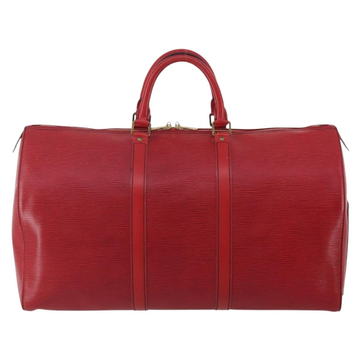 Louis Vuitton Keepall Epi, Red, Leather, Travel Bag