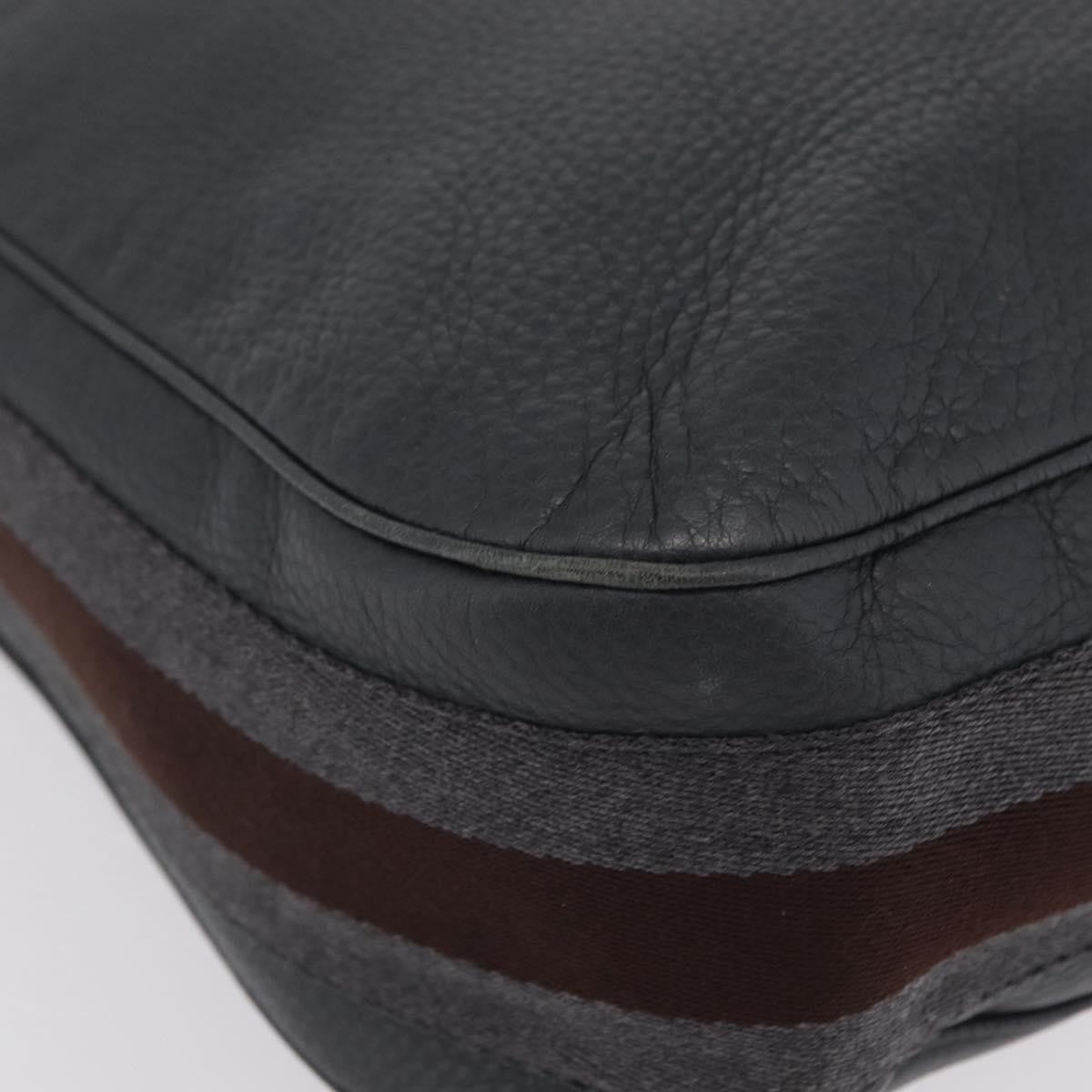 Gucci Heritage Web Hobo Leather, Gray, Leather, Shoulder Bag