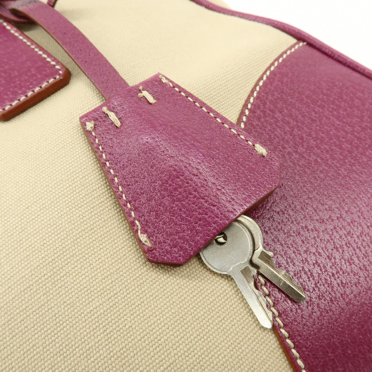 Prada Bowler Canvas with Leather, Purple, Canvas, Shoulder Bag