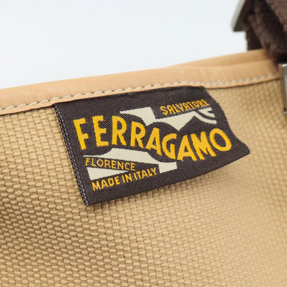 Salvatore Ferragamo Shoulder Bag Canvas, Beige, Canvas, Shoulder Bag