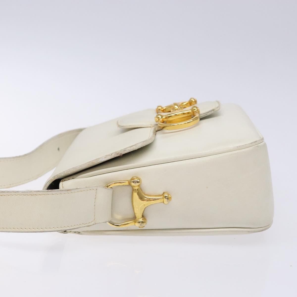 Celine Shoulder Leather, White, Leather, Shoulder Bag