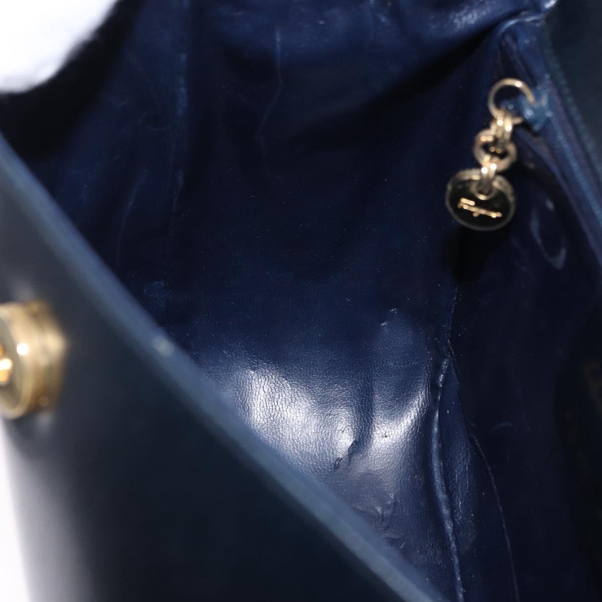 Salvatore Ferragamo Gancini Leather, Navy, Leather, Shoulder Bag