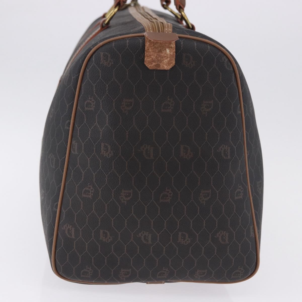 Christian Dior Vintage Honeycomb Boston Canvas and Leather, Black, Canvas, Travel Bag