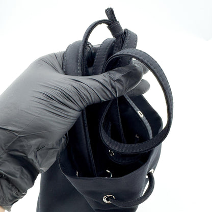 Balenciaga Wheel Drawstring Bucket Nylon, Black, Canvas, Handbag