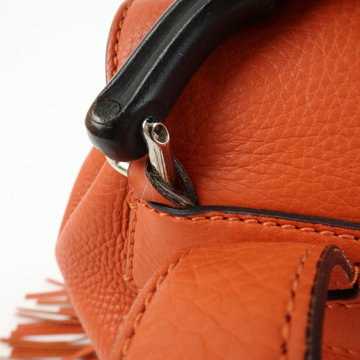 Gucci Bamboo Tassel Leather, Orange, Leather, Backpack