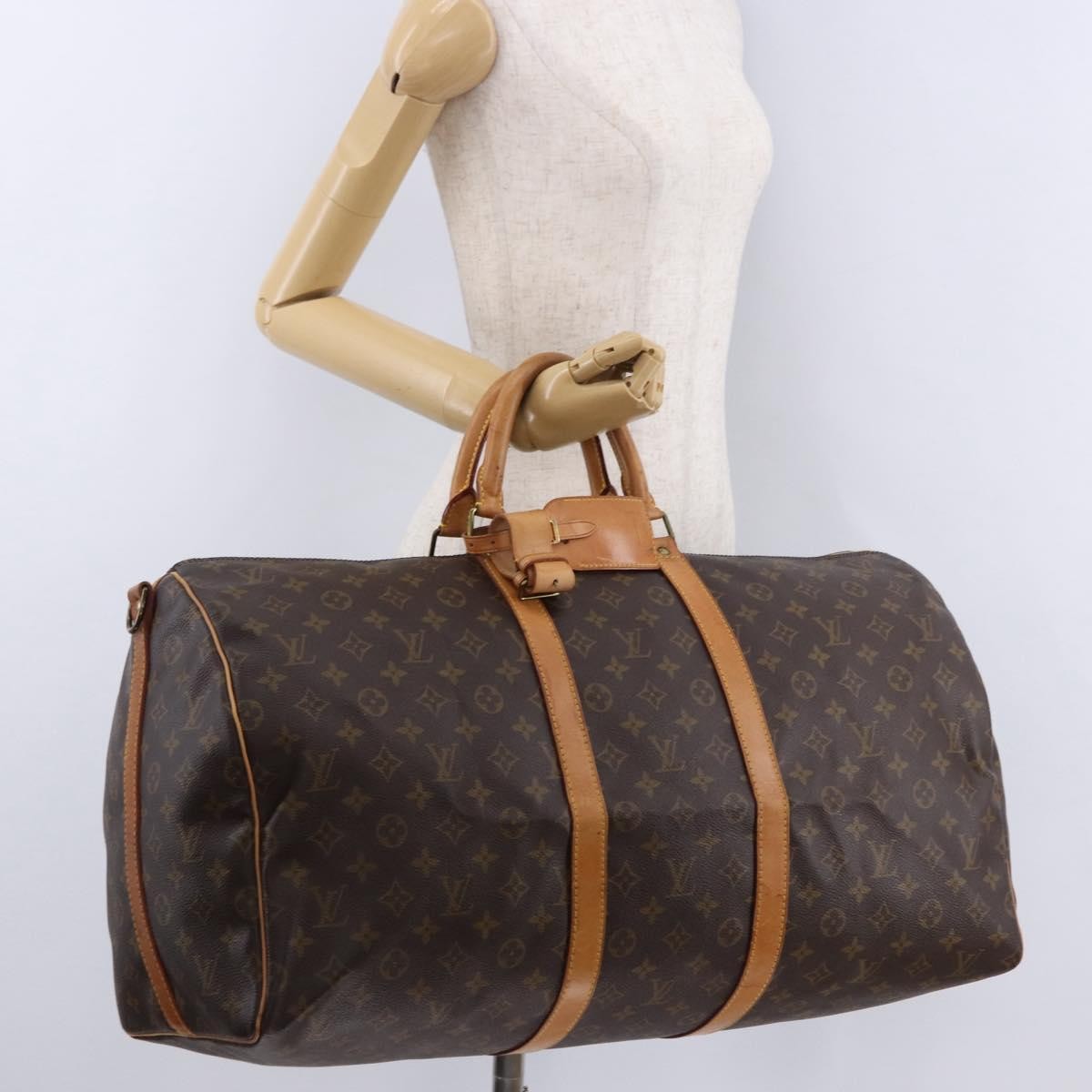 Louis Vuitton Keepall Bandoulière Monogram, Brown, Canvas, Travel Bag