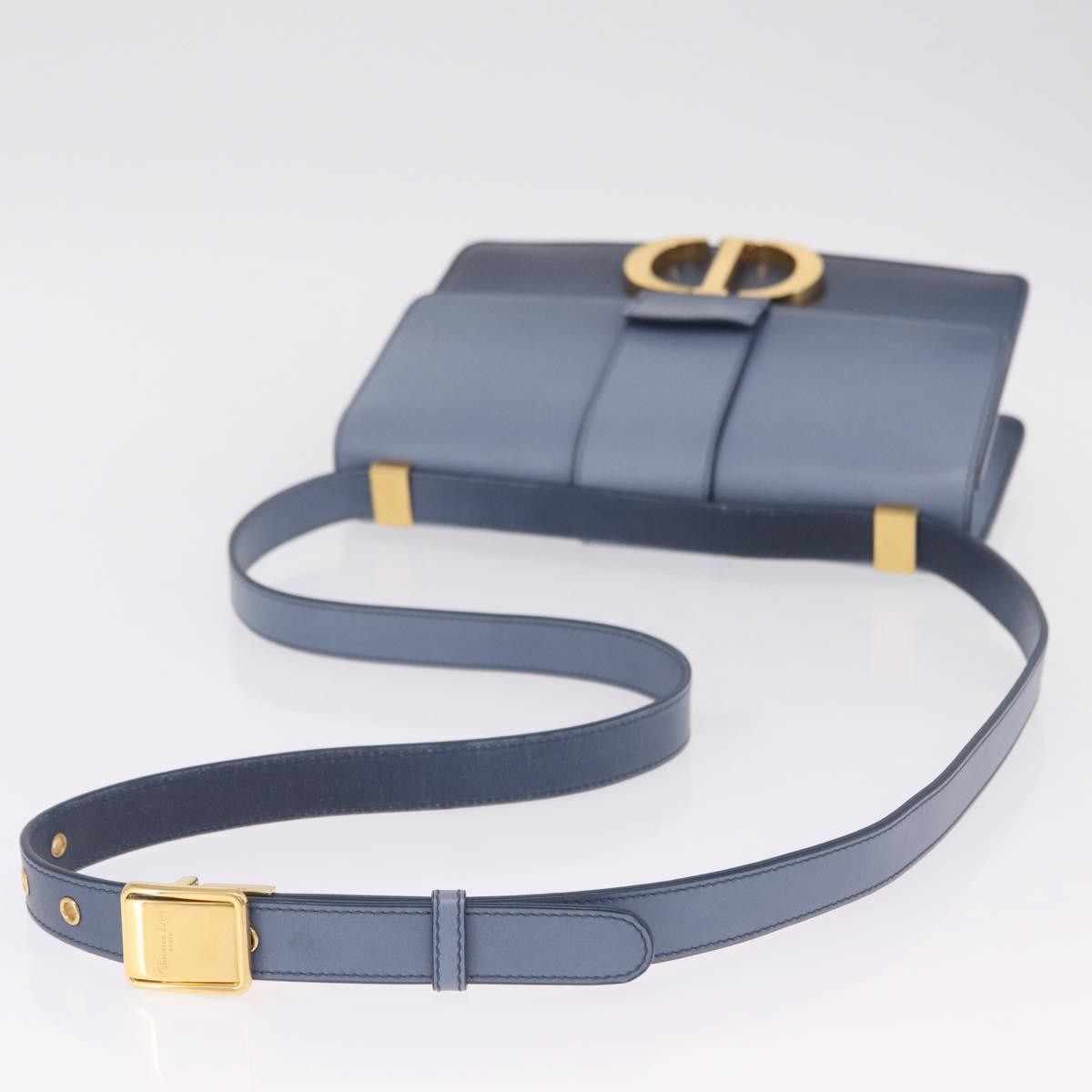 Christian Dior 30 Montaigne Flap Gradient Leather, Blue, Leather, Shoulder Bag