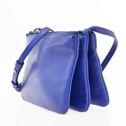 Celine Trio Leather, Blue, Leather, Shoulder Bag