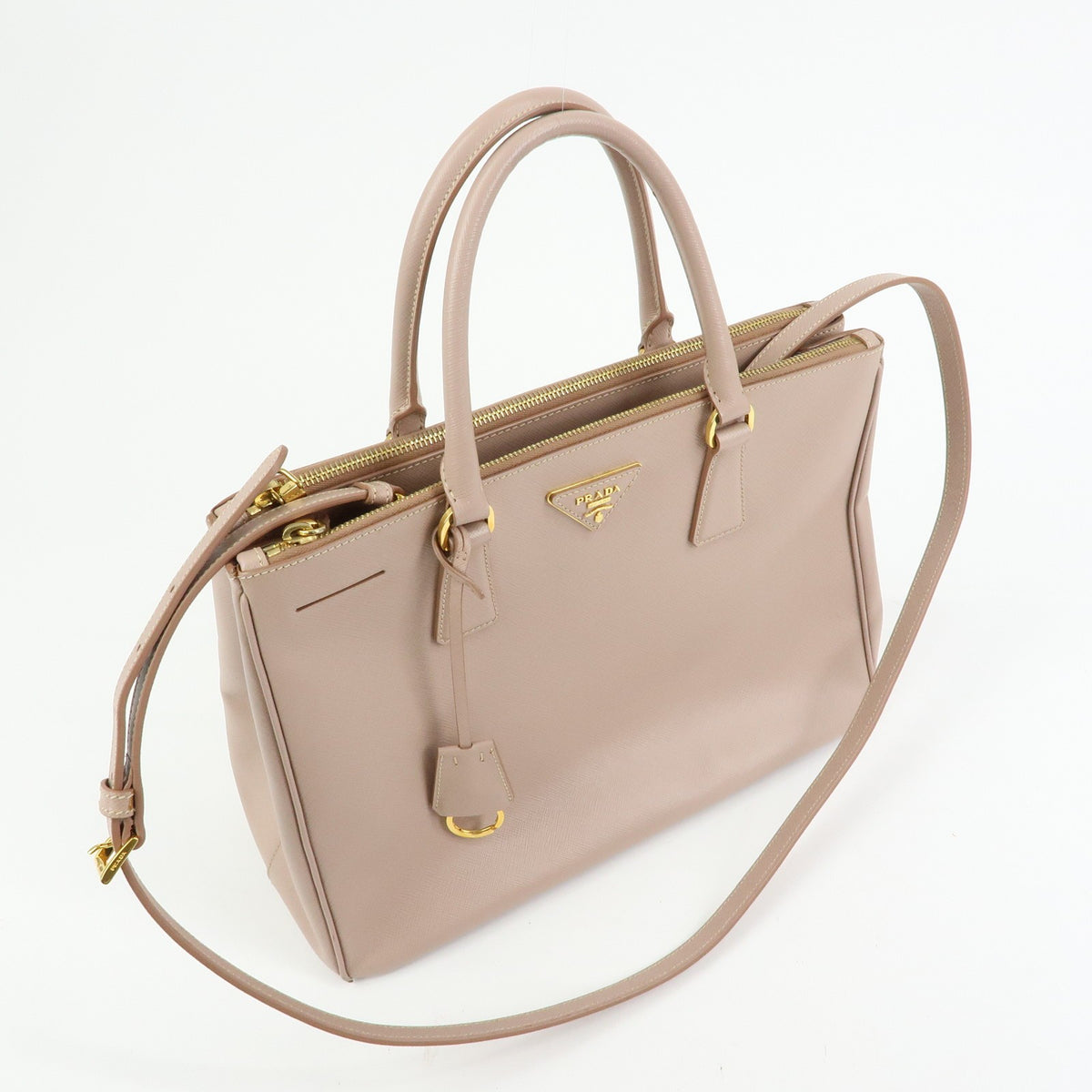 Prada Galliera Saffiano Leather with Applique, Pink, Leather, Handbag
