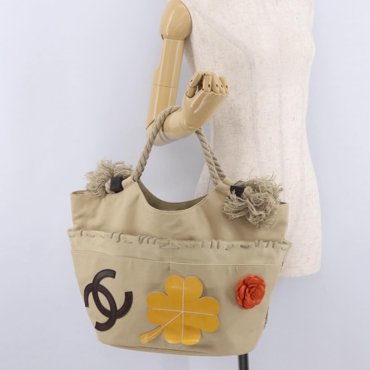 Chanel Camellia Flower Tote Canvas, Beige, Canvas, Tote Bag