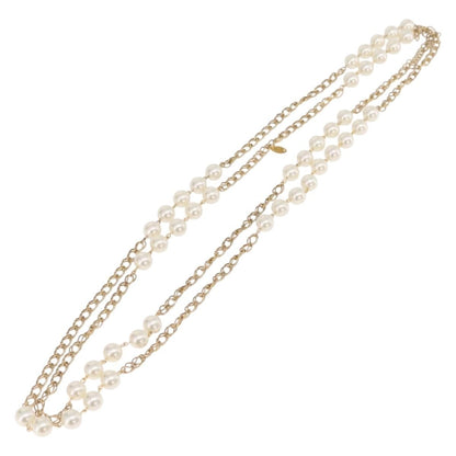 Chanel Vintage Double Pearl Station Long Chain Metal and Faux Pearls, Gold, Gold Plated, Necklace