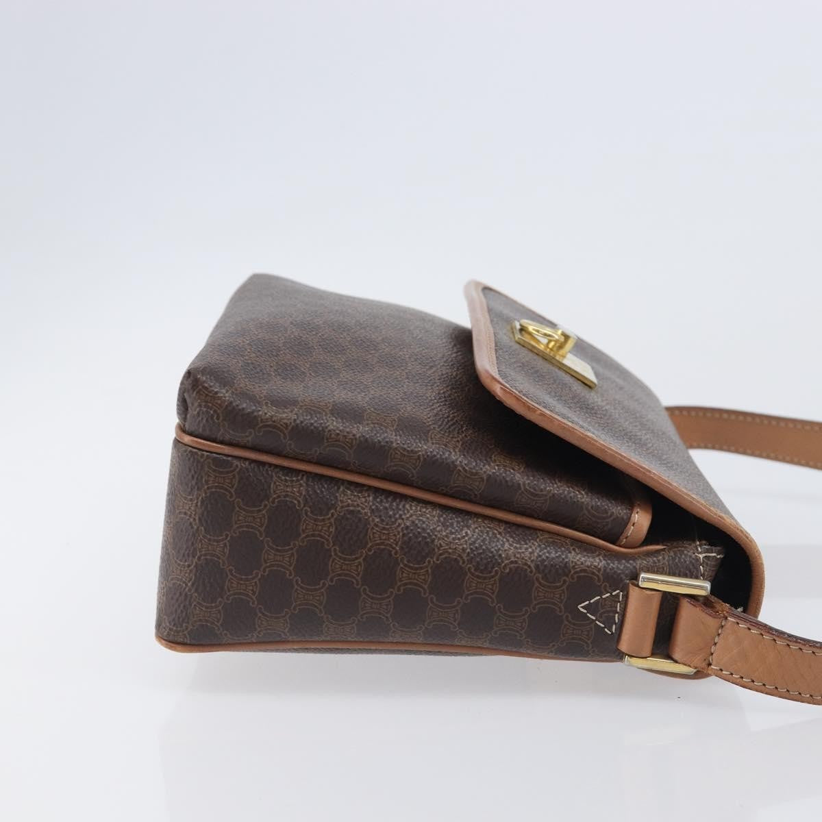 Celine Macadam Shoulder Canvas, Brown, Canvas, Crossbody Bag
