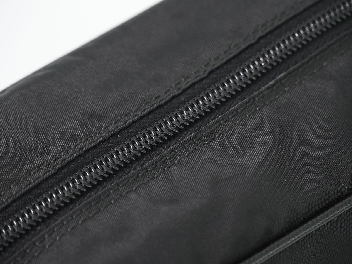 Prada Front Zip Messenger Quilted Tessuto, Black, Nylon, Shoulder Bag