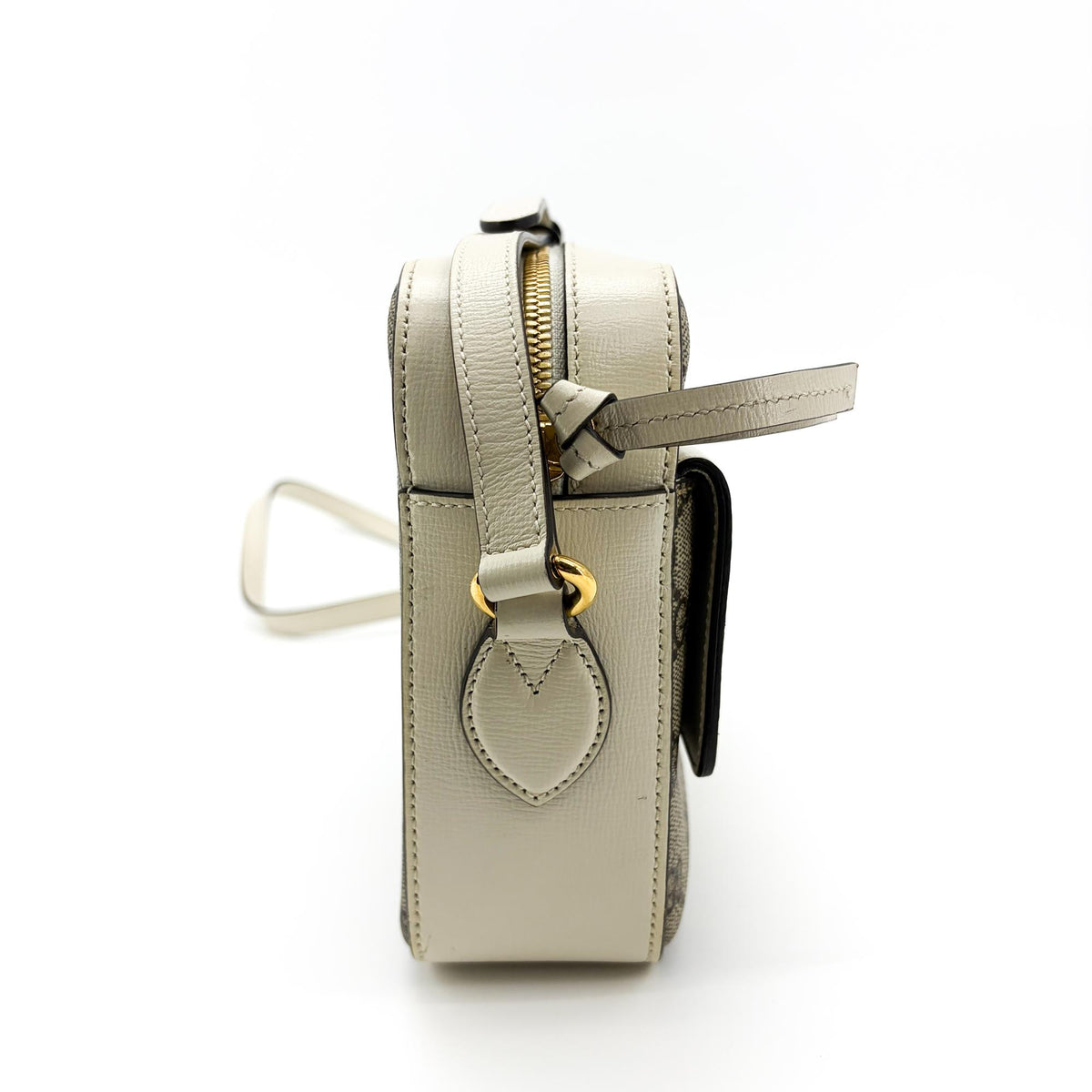 Gucci Horsebit 1955 Flap Pocket Camera GG Coated Canvas and Leather, Beige, Canvas, Handbag