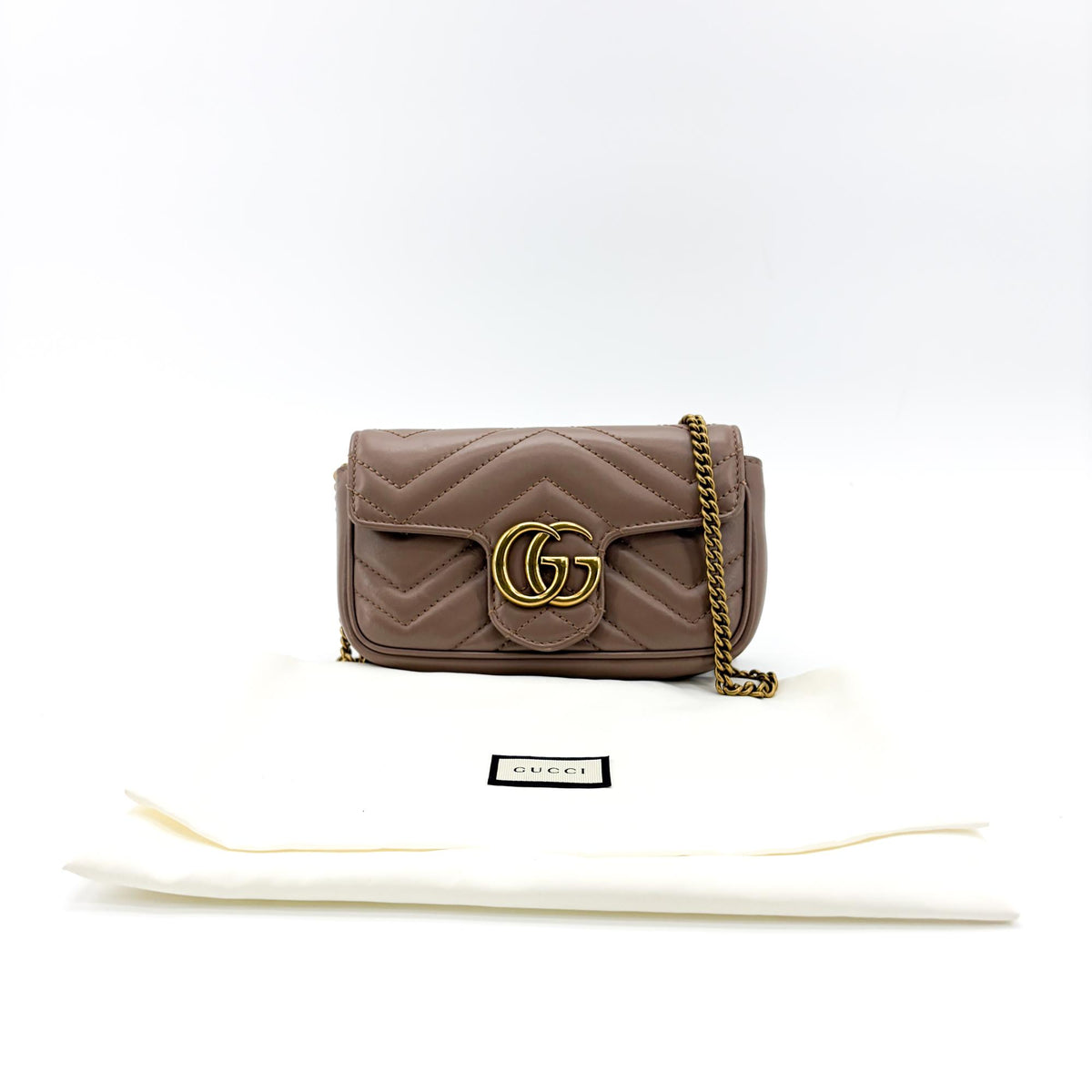 Gucci GG Marmont Flap Matelasse Leather, Beige, Leather, Handbag